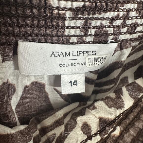Adam Lippes Size 14 Smocked‎ Off Shoulder Midi Dress Brown Mixed Animal Print - Picture 6 of 13